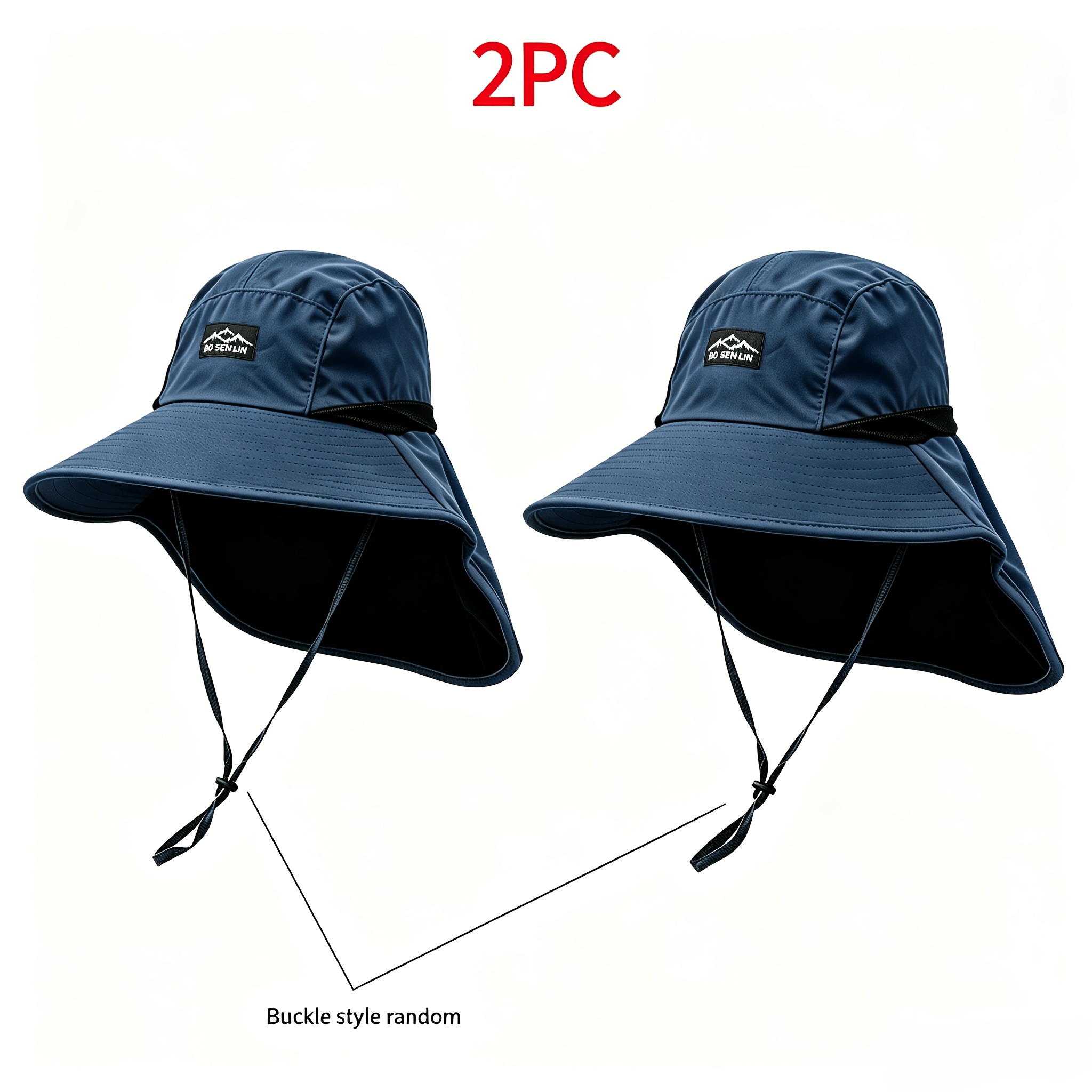 TEMU 2pcs Wide Brim And Neck Gaiter Polyester Sun Hat Set, Polyester Non-stretch Fabric, Hand Washable, Suitable For Fishing, Hiking, And Outdoor