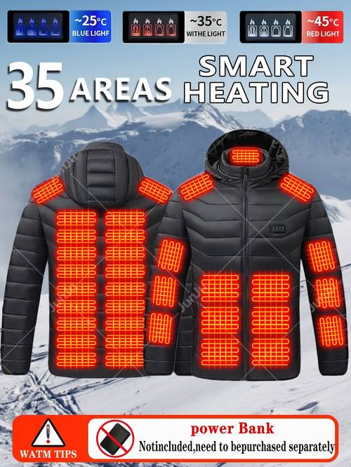 photo de l'article veste chauffante de sport extérieure pour couple (veste chauffante alimentée par usb avec 35 zones de chauffage, 4 interrupteurs, veste de course résistante au froid) (alimentation et batterie non incluses)