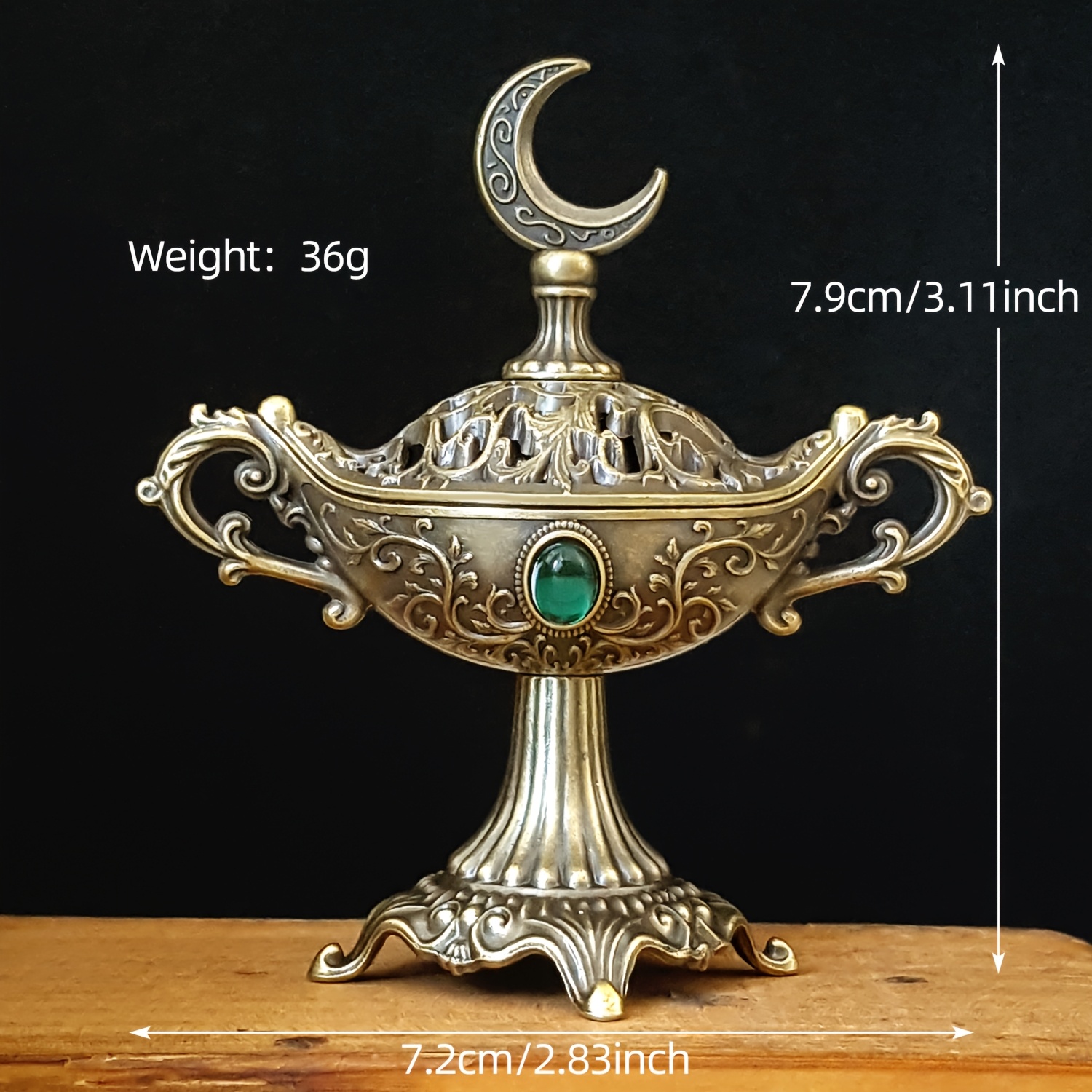 TEMU 1pc Censeur Croissant Moyen- en , Couvercle de Censeur Lune Creux, Poignée Double Oreille Sculptée, Moyen- Arabe Saoudite, Cadeau d'Anniversaire