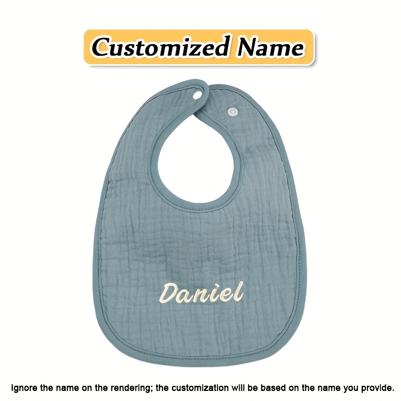 [customized Name, Personalized Name Customization] 1 Bib Saliva Towel, Infant-specific Soft Bib, Gauze Bib, Absorbent To , Convenient Adjustable Snap Button Design, Personalized Lettering Service