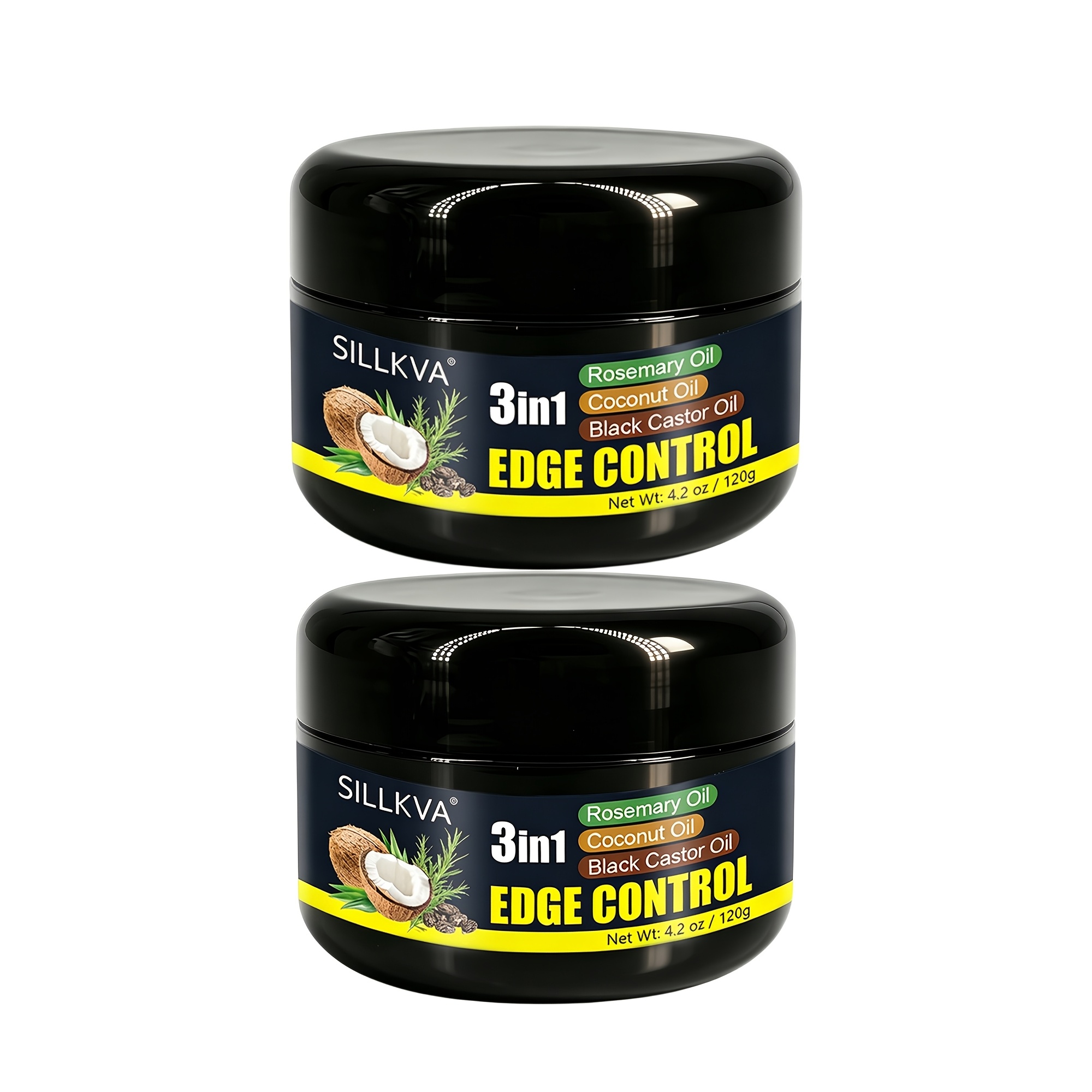 TEMU 2pcs 3in 1 Edge Control Gel With Rosemary, Coconut & Black Castor Oil, Extra , No Flake, Long Lasting For Baby Hair, All Hair Types