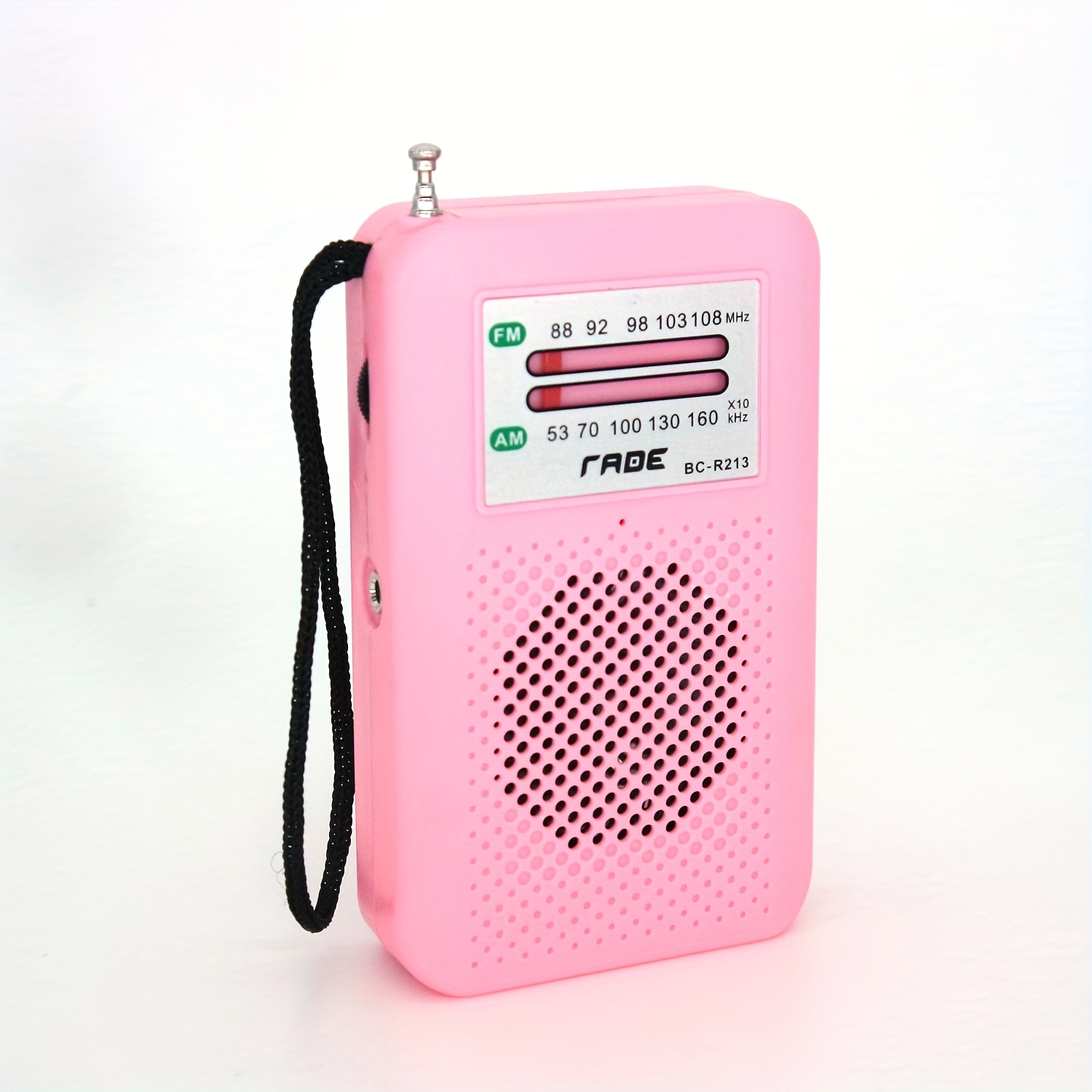 Image of Portable Am Fm Radio Speaker, Battery-powered Handheld Radio W/manual Tuner, Headphone Jack, Integrated Speaker, Adjustable Antenna, And Wrist Strap