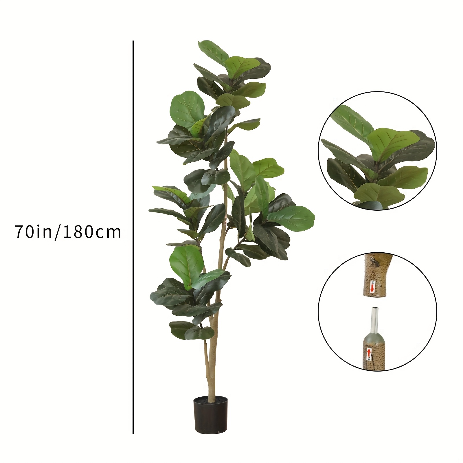 TEMU Leaf Artificial Plant 6ft Tall Plants Indoor Fake Lyrata Pot Artificial Fig Trees For Home Office Decor Indoor Outdoor Housewarming Gift