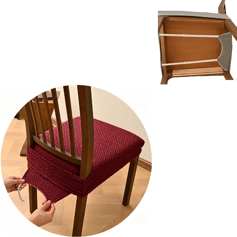 TEMU 1/4pcs Housse de Chaise Jacquard de T, à Boucle de Sangle Élastique, Adaptée aux Animaux de Compagnie, Coussin de Chaise Amovible