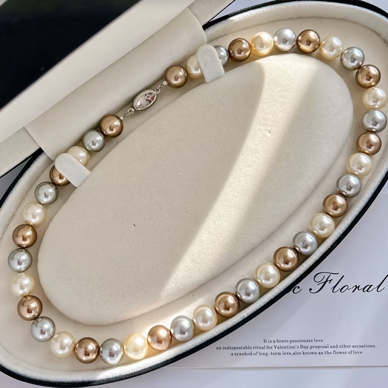TEMU A Stylish And Elegant Light Brown Pearl Necklace With A 10mm Size, Embodying Luxury And , Perfect As A 's Gift For Romantic Dates, Suitable For
