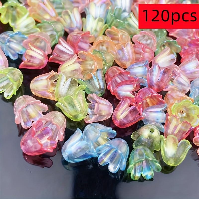 TEMU 120 pièces Perles Fleur Carillon à Vent 9mm Couleur AB DIY Bracelet Collier Bague et Boucles d'Oreilles Perles Décoratives Perles Spa Petites