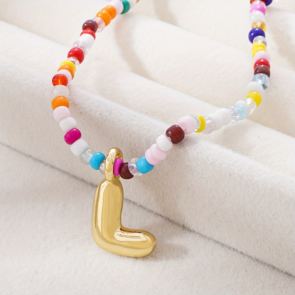 TEMU 1 stuk geëmailleerde hangerketting - Kleurrijke rijstkralen verstelbare ketting, Trendy BFF-sieraad voor festivalfeest muziekfestival