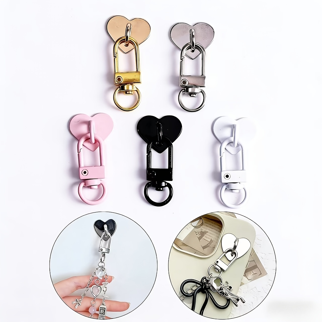 TEMU Juego de 5 piezas (o más) Compatible para DIY Colgante para Teléfono y Ganchos con Pegatinas - Colgantes de Aleación Metálica para Teléfono,
