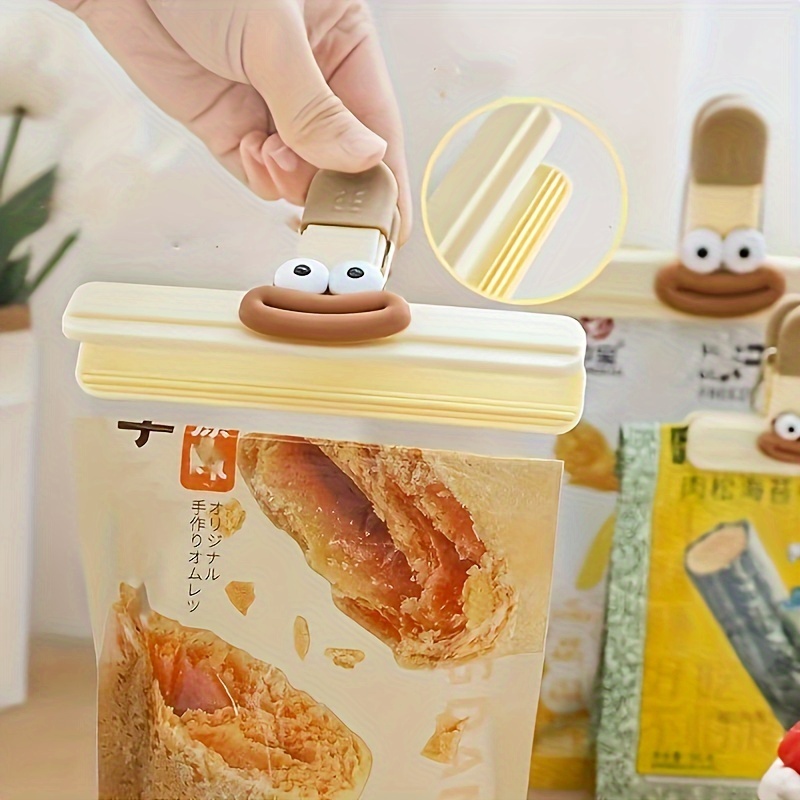 1 pack novelty food bag sealer clips   plastic snack bag clips for freshness reusable and moisture proof   kitchen accessories suitable for   plastic bags and snack packs fun cartoon design details 7