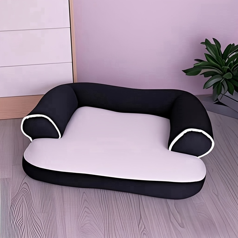 1pc cozy plush pet sofa bed warm     recliner with removable polyester cushion black   for extra small to large breeds   indoor relaxation pet relaxation spot stylish dog recliner soft cushioned sofa Product details 1