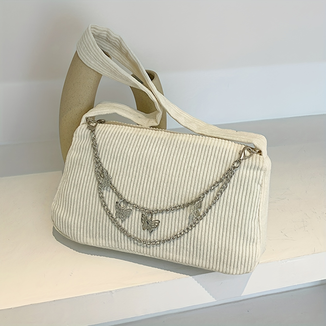 

Fashion Vintage Handbags Women Corduroy Underarm Bag Zipper Shoulder Small Bags Female Soft Casual Clutch Handbag