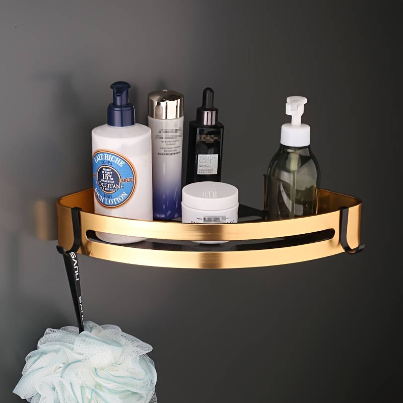 TEMU European-style Black Golden Bathroom Corner Shelf Bathroom Toiletries Shelf Shower Room Shower Gel Placement Rack Cosmetics Rack Material