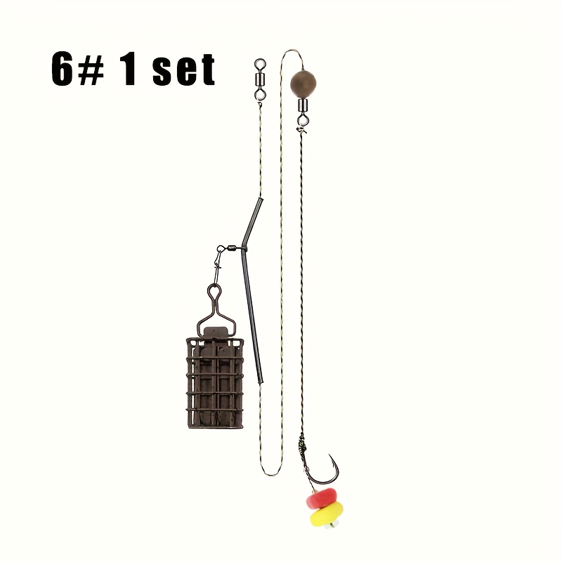 Image of Carp Fishing Bait Cage Set With Hair Rigs | Method Feeder Tackle | Fast Sinking Groundbait Holder | Coarse/pond Fishing Gear | Durable Pvc+steel Construction | Pre-tied Ronnie