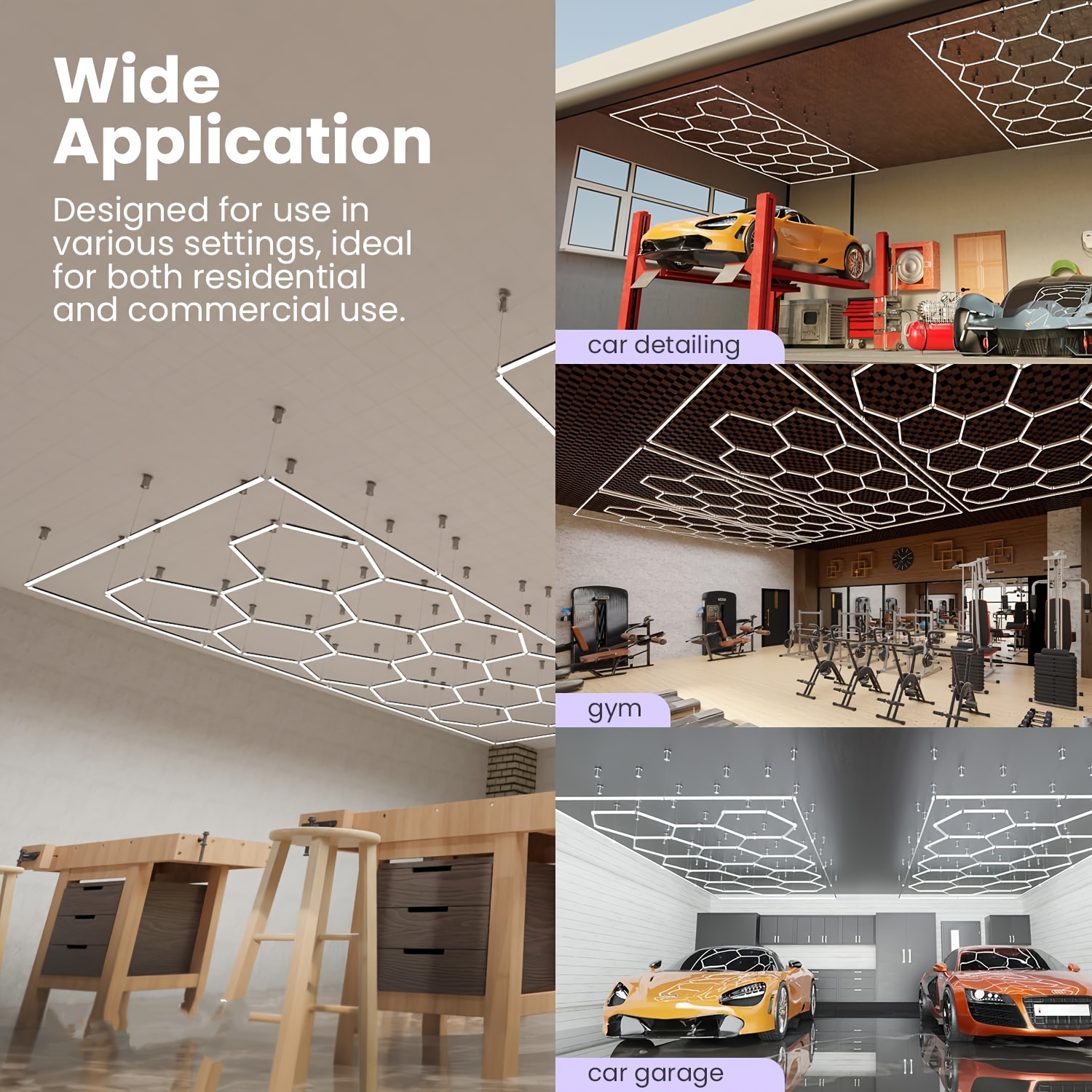 hexagon led light panel   diy design for   salon   saving modern lighting Product details 0