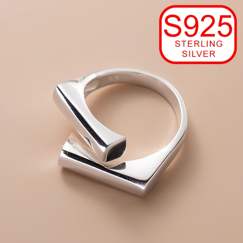 

1 Ring, Women's , Women's Geometric Square Index Ring, High-end Beach, S925 Silver Low Allergy Ring 4g, Gift For , Wedding Banquet, Beach Vacation, Graduation Season Thanksgiving