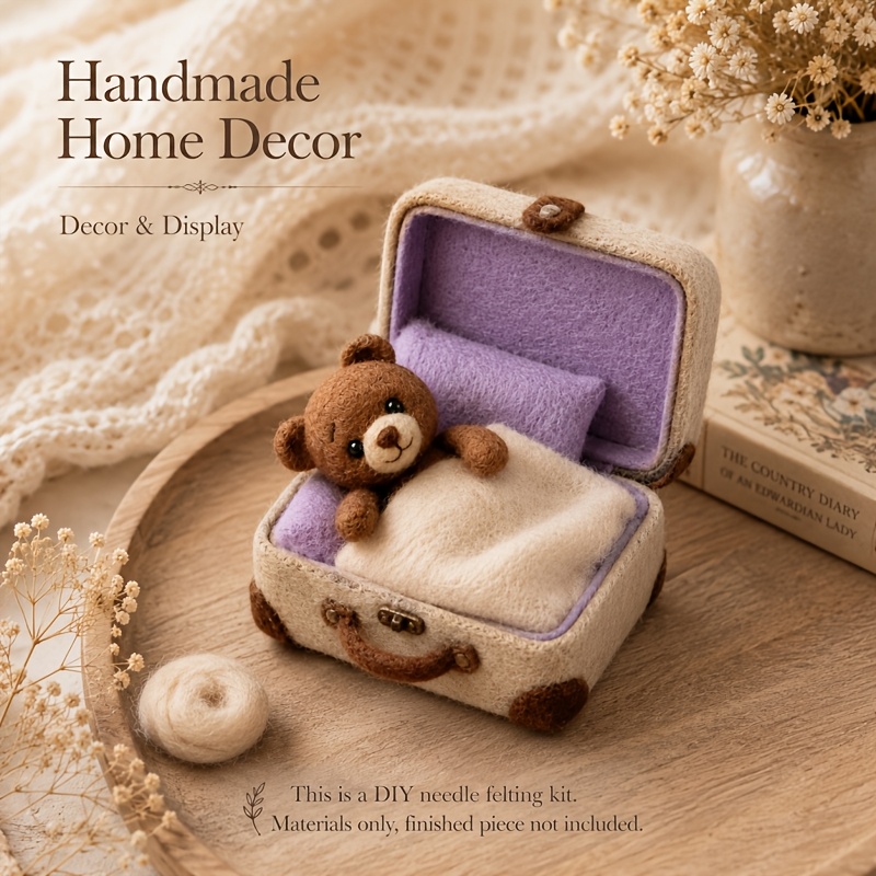 Animal Needle Felting Kit, Beginner Bear Felting Craft with Tutorials