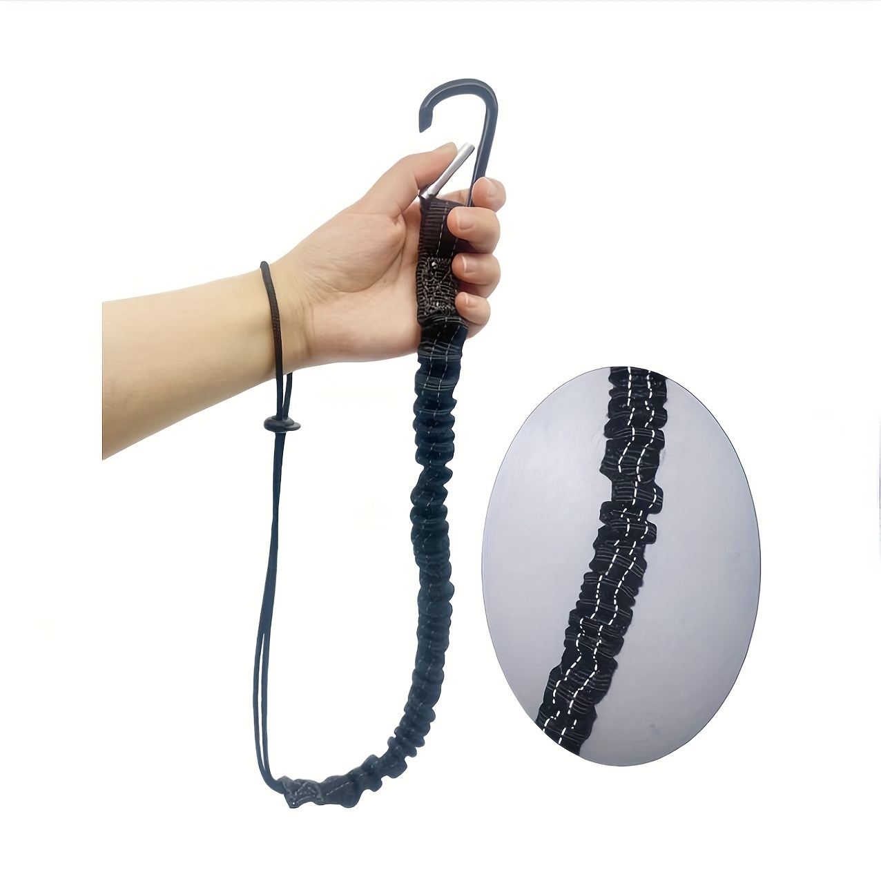 

1pc Adjustable Synthetic Rubber Tool Lanyard With Hook – Telescopic Elastic Cord For Hardware Tools Security, No , Round Head Style, Non-slip Surface Finish