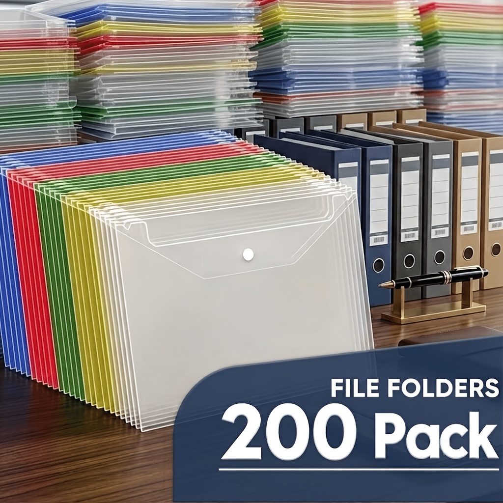 TEMU 200pcs A4 Expanding File Organizer, Portable Document Storage Bag, Large Capacity Binder Folders For Home Office School, And Portable, Back To