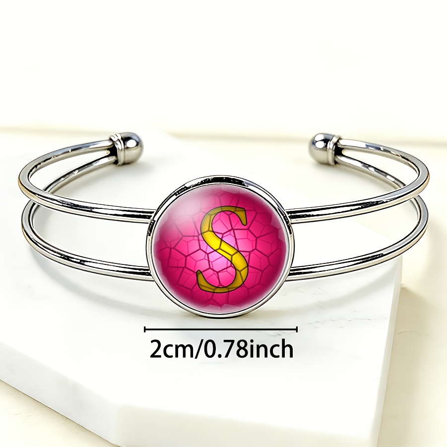Women's Adjustable Open Bangle Round Time Gemstone Inlaid Bracelet