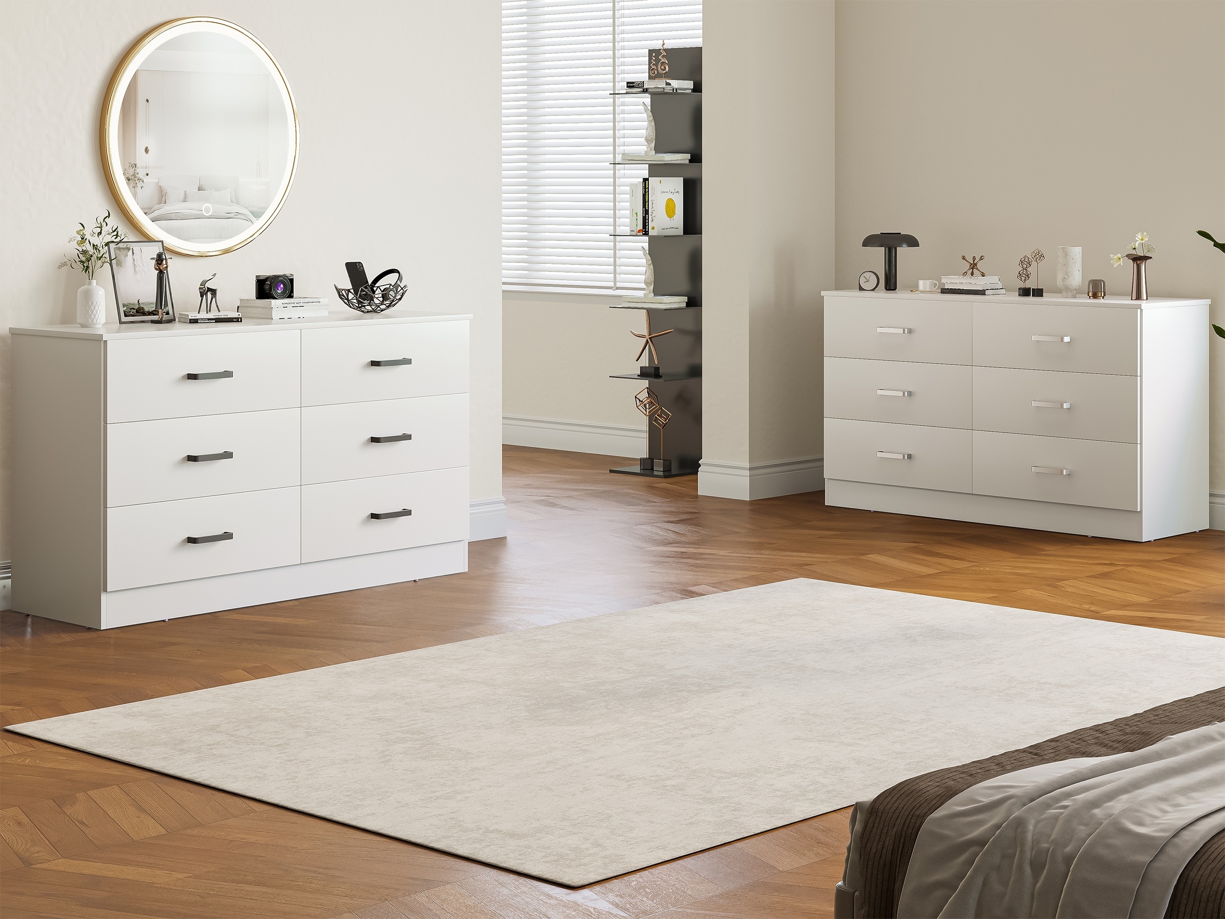 A Six-Drawer Dresser Designed for The Bedroom Featuring Spacious Drawers, Substantial Wooden Dressers, And a Chest of Drawers, Ideal for Modern Closets And Living Rooms
