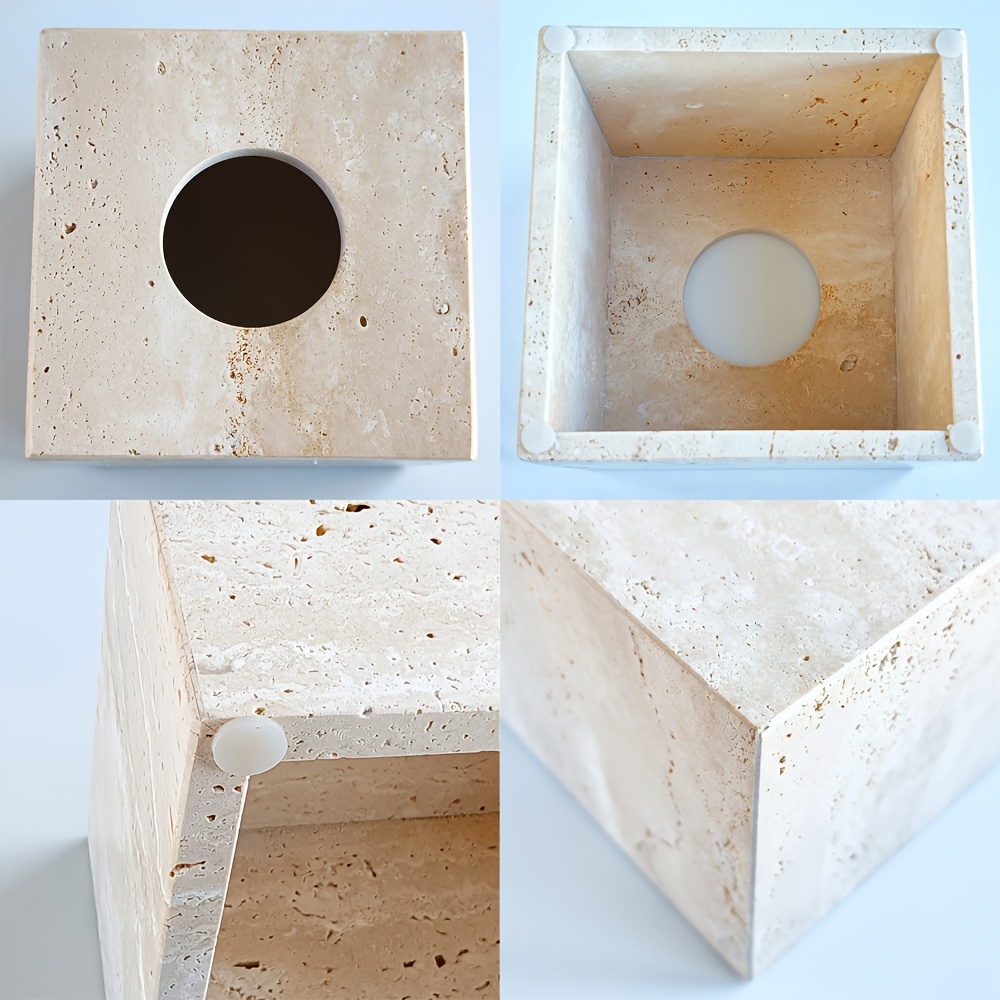 1pc Light Luxury Marble Tissue Box, Hand Towel Box, Countertop Home Living Room Bathroom Creative Hotel Tissue Dispenser
