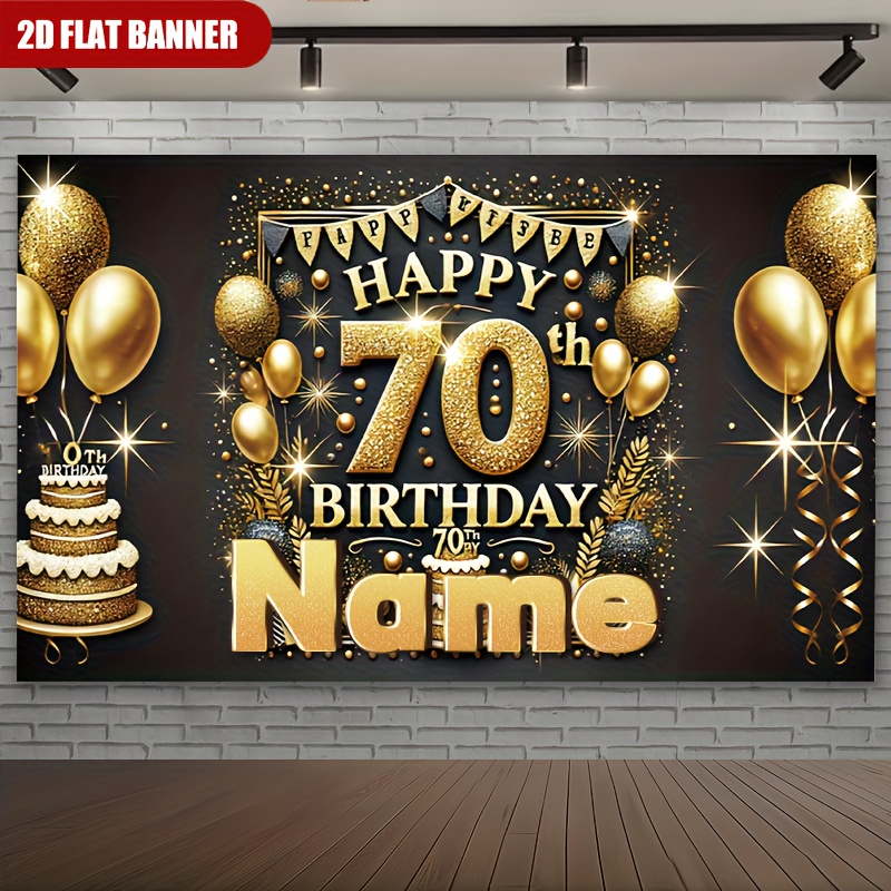 2d Flat Personalized Custom Name 70th Birthday Elegant And Stylish Backdrop, Multifunctional Party Wall Decoration For Home Decor, Suitable For Occasions, No Electricity Required