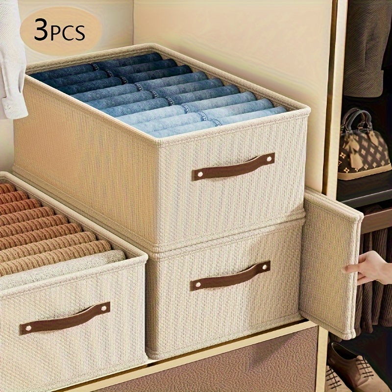 

3 Pcs Modern Rectangular Oxford Cloth Storage Bins - Perfect For Home Organization And Clothes Storage