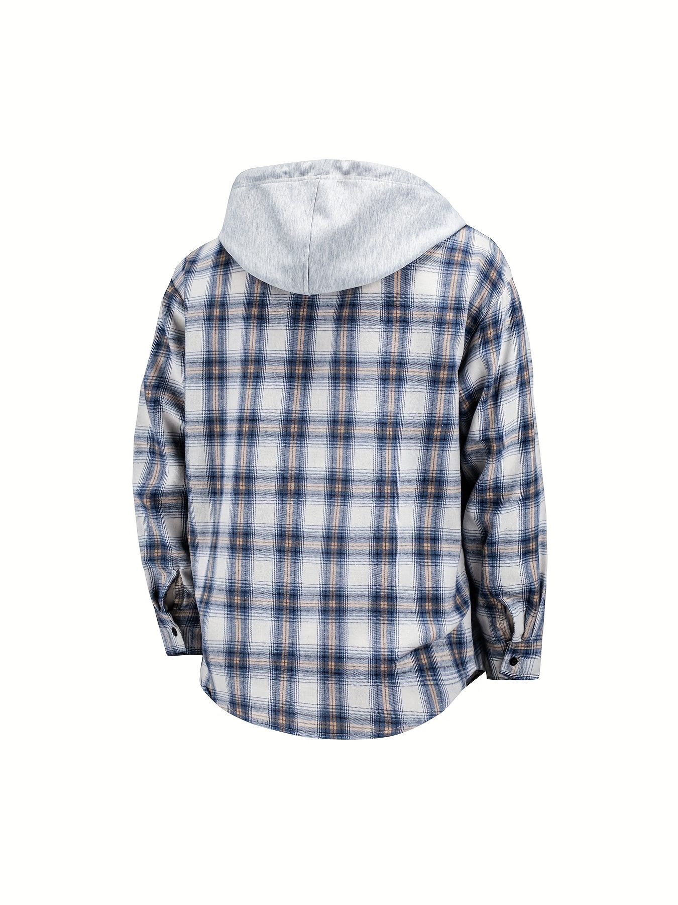 New Men'S Spring And Autumn Hooded Shirt Casual Jacket, Buttoned Plaid Top, Lightweight Outdoor Casual Sportswear for Men, Stylish Everyday Outfit with Pockets