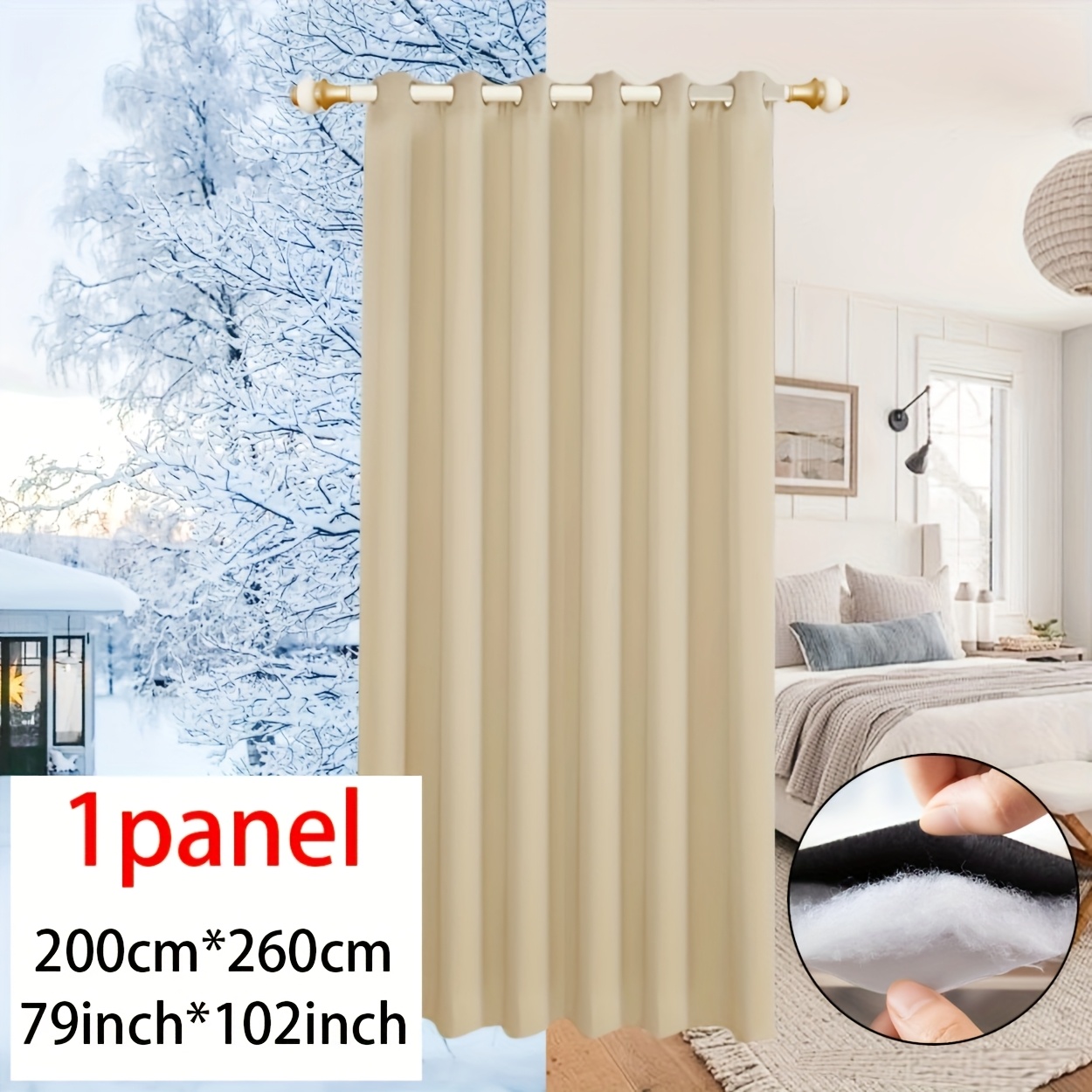 E-shop Winter verdickter winddichter Thermovorhang, Montage mit Ösen oben, GSM440+, dreilagiger kältesicherer isolierter Trennvorhang, moderner