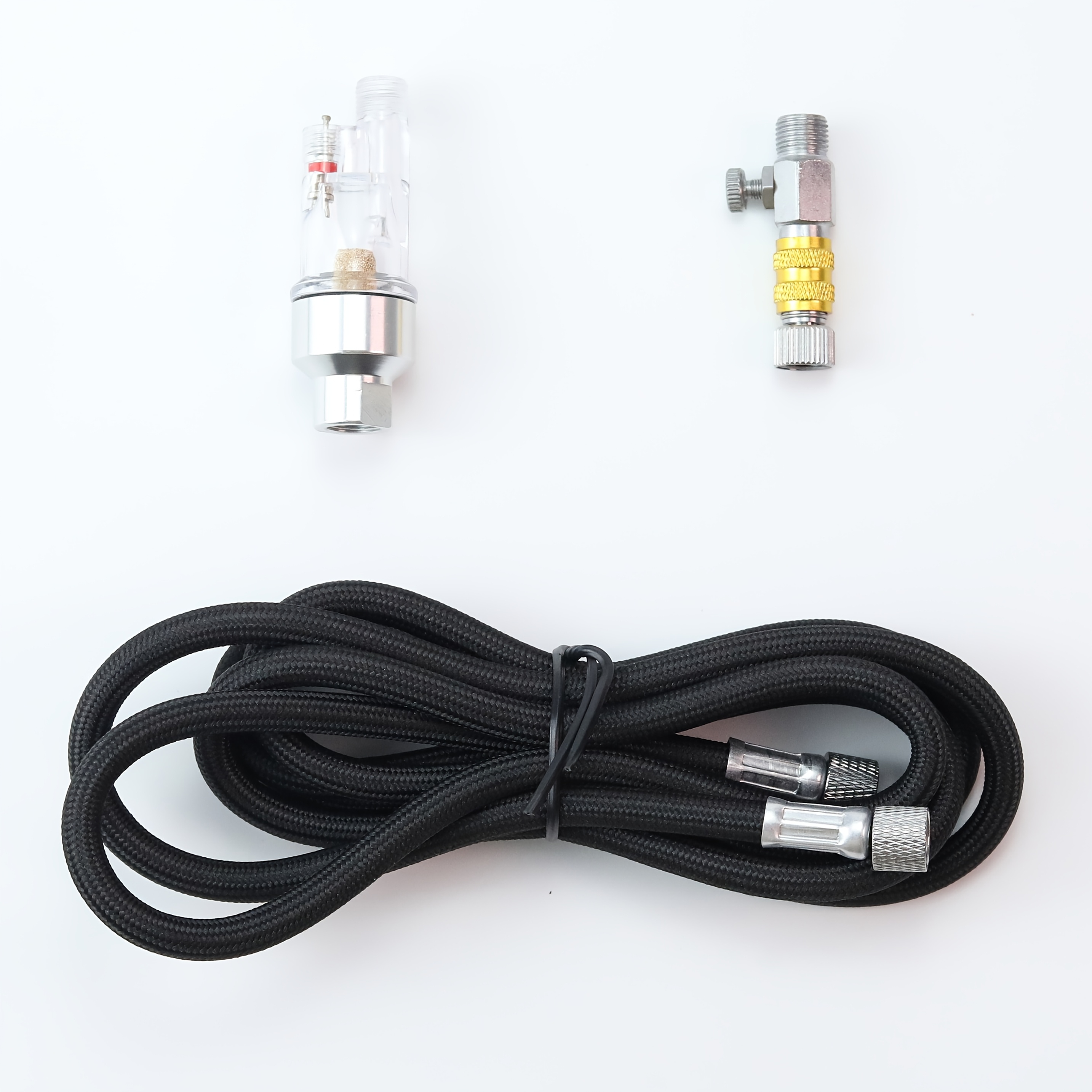 E-shop 3-teiliges Airbrush-Zubehörset: Professioneller geflochtener Nylon-Airbrush-Schlauch + Mini-Luftfilter Wasser-Öl-Abscheider +