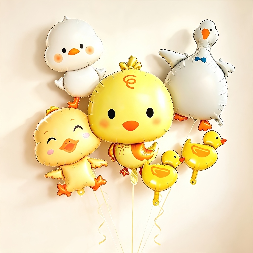 TEMU A Set Of Poultry-themed Chicken And Duck Shaped Foil Balloons, Suitable For Birthday Parties, Poultry Themes, Atmosphere Decoration, Farm Animal