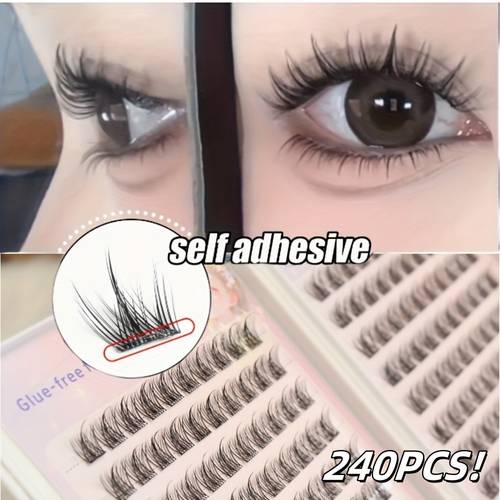 240 clusters of eyelashes natural anime no needed large capacity and fluffy style eyelash extensions c false eyelashes suitable for beginners reusable mixed lengths of 10 12mm