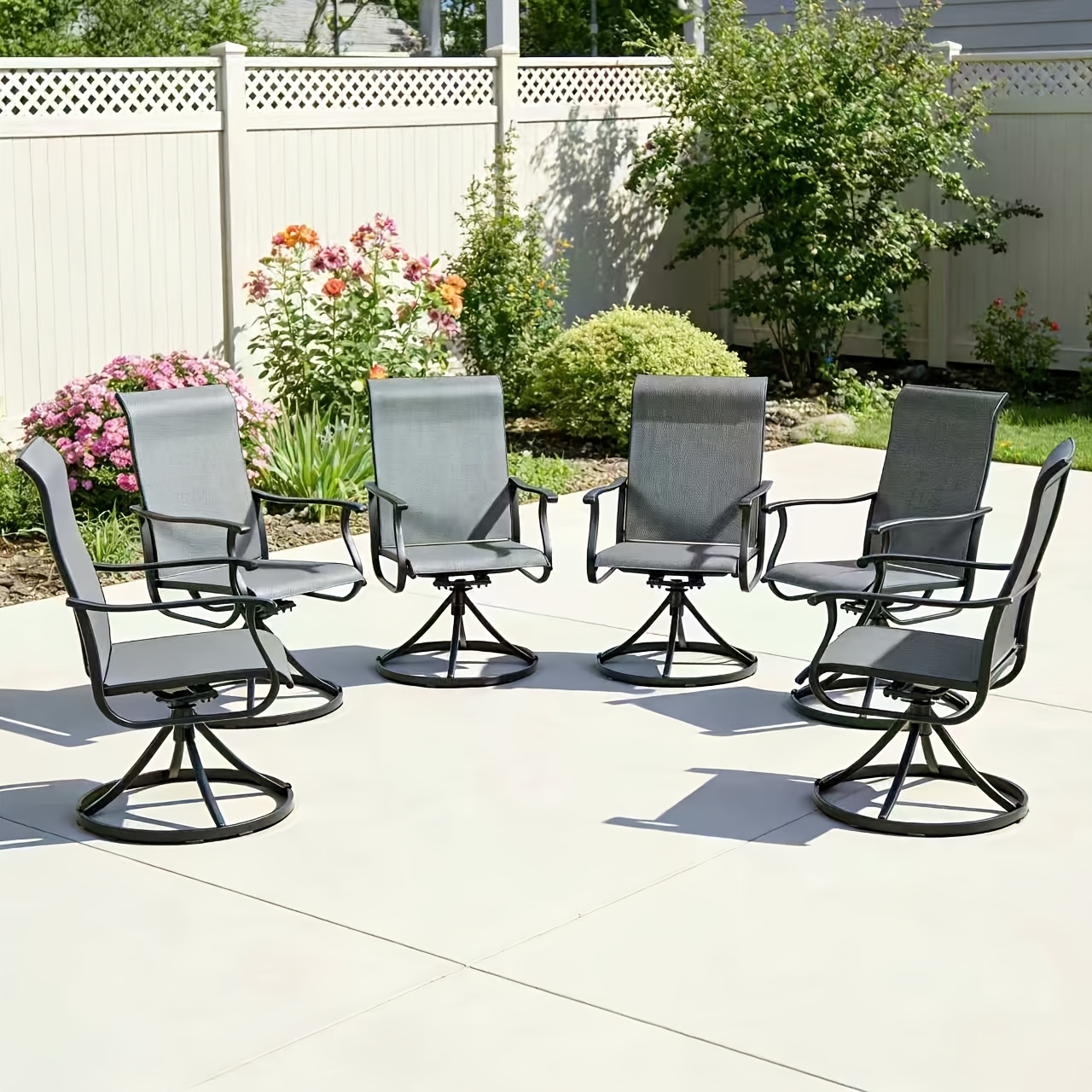 Patio Swivel Chair Set Of 2/4/6 Outdoor Dining Chairs W/High Back And Breathable Textilene, 350 LBS Capacity, All Weather Patio Rocking Chairs for Garden Backyard Deck