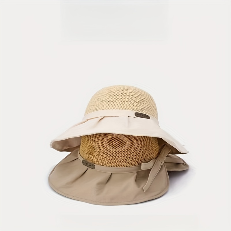 Buy Women Sun Straw Hat Wide Brim UPF 50+ Beach Hats for Women Summer  Bucket Hat Foldable Beige at