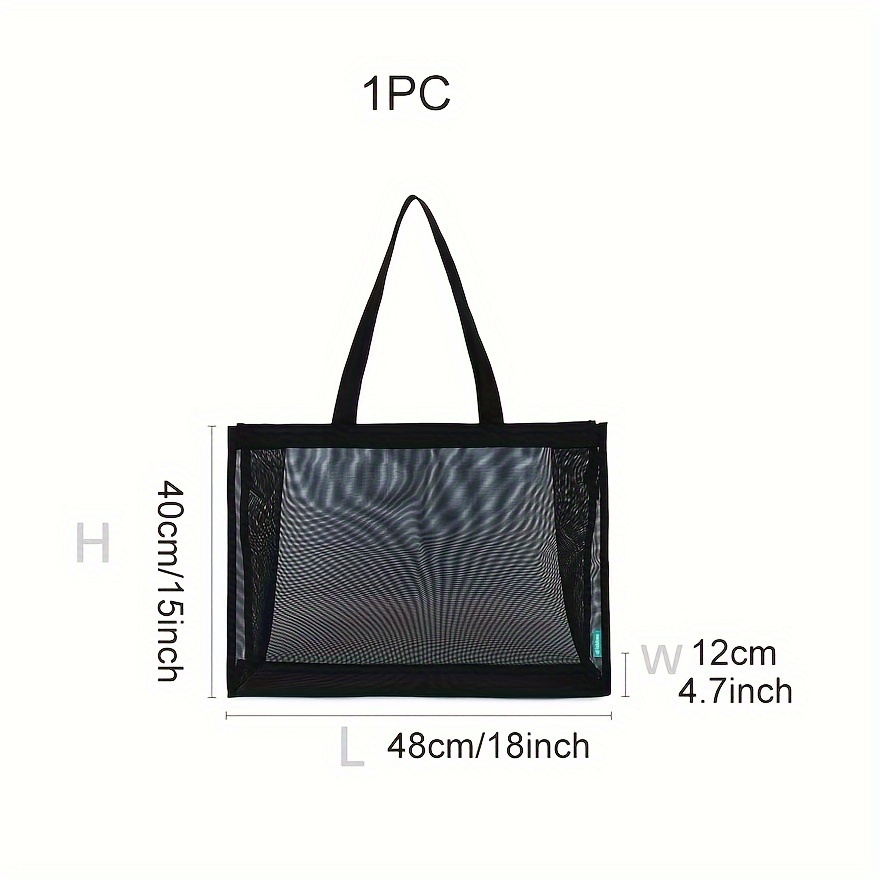 TEMU Large Nylon Beach Tote Bag, See-through Storage Bag For Swimming