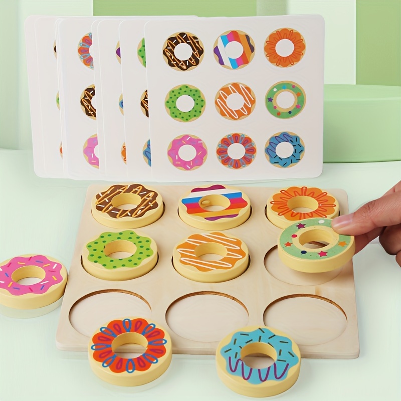 

Wooden Donut Puzzle, Color Cognitive Classification Matching Desktop Game, Montessori Enlightenment Early Education Teaching Aids