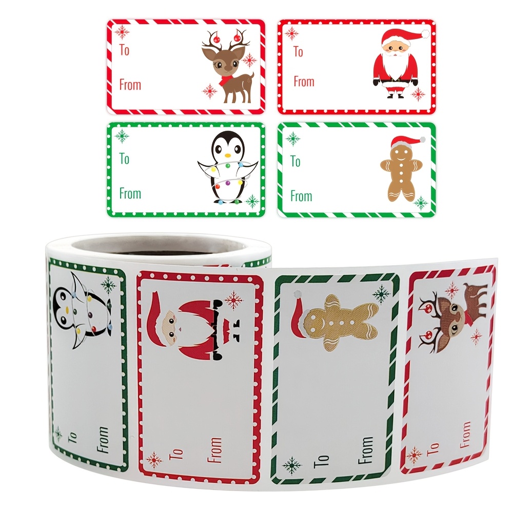 1 Roll (250 Stickers) Christmas Decorative Gift Series Adhesive Labels