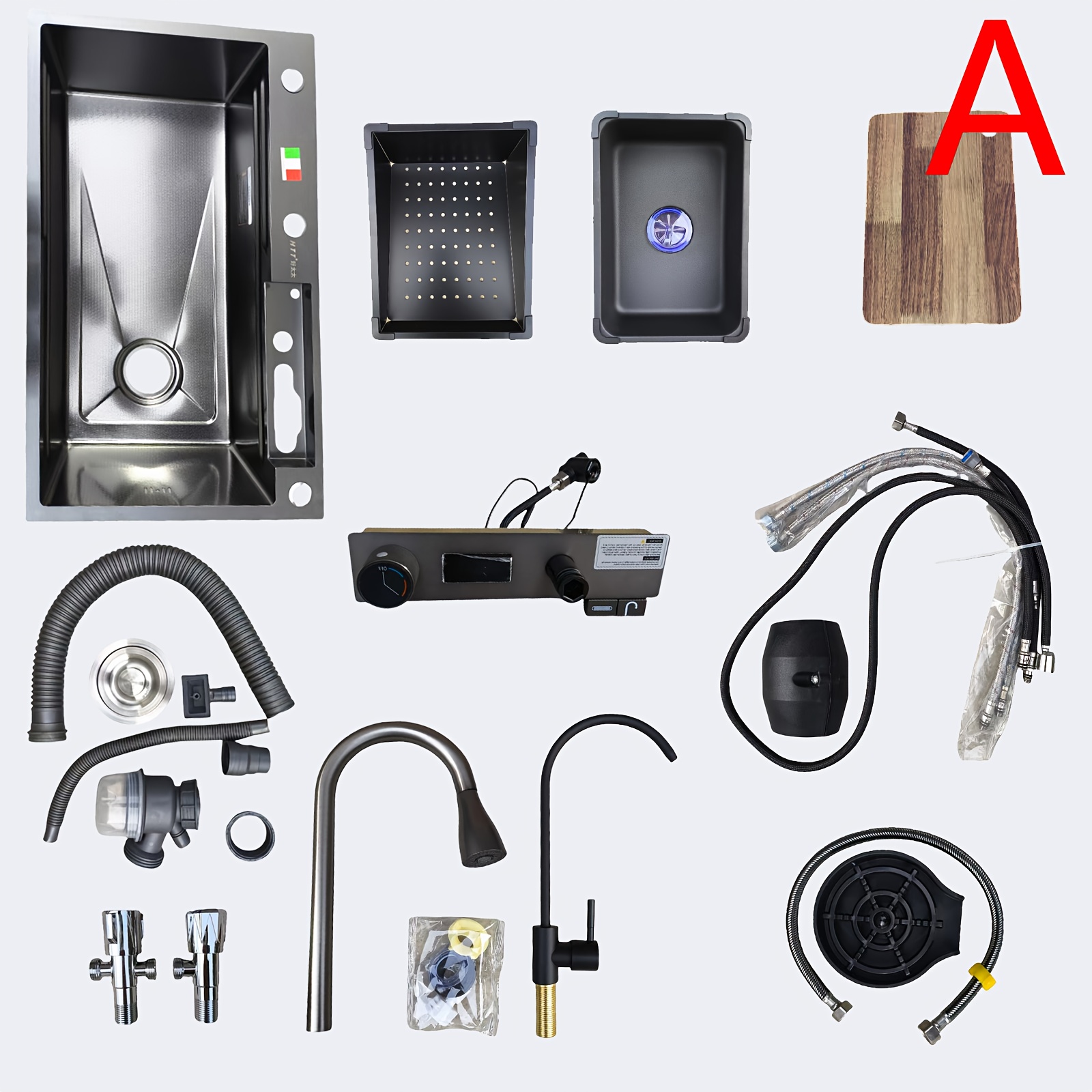 premium stainless steel sink large single bowl with waterfall reinforced including faucet nano protective honeycomb coating 304 stainless steel dish basin set outer diameter 75x45cm inner diameter 70x35cm modern kitchen dishwasher stainless kitchen sink sink smart kitchen sink complete multifunction kitchen sink Product details 1