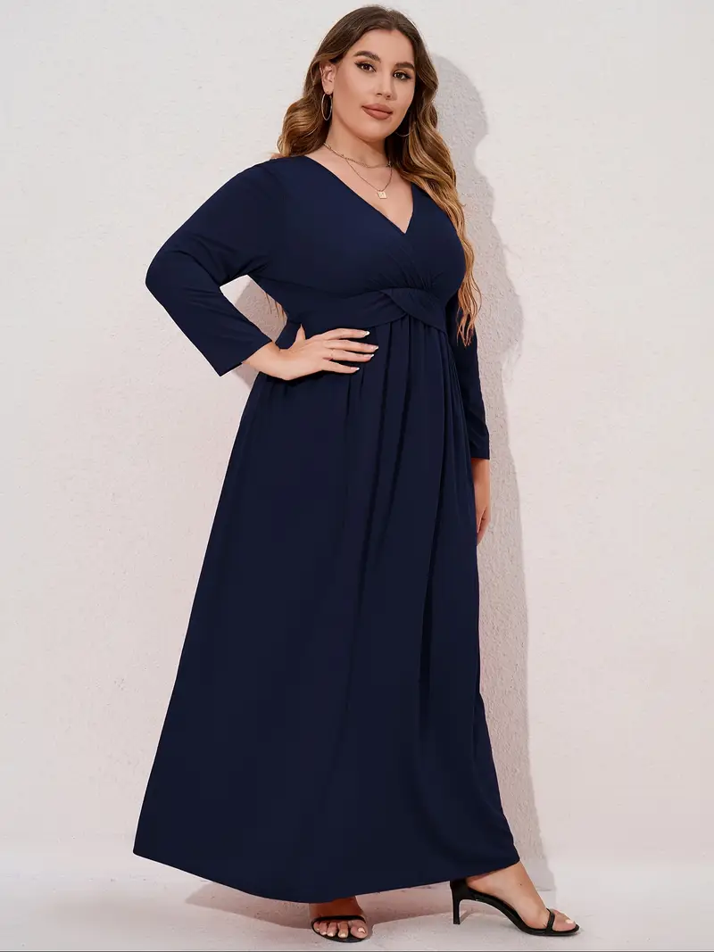casual plus size long sleeve dresses Tiyomi Womens Plus Size Dresses Fall Long Sleeve Maxi Dresses V Neck Black Floral Spring Autumn Long Dress Casual Party Work Office Dress With Pockets