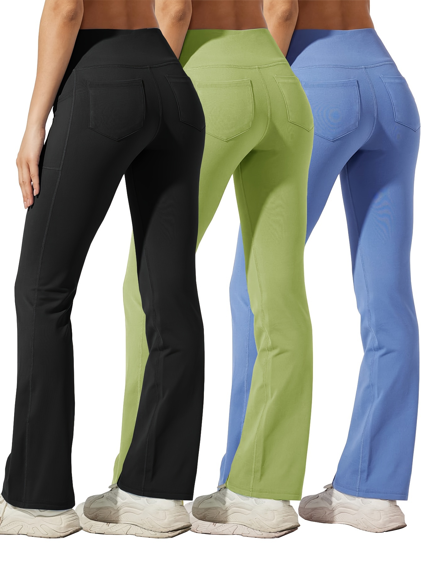 Plus Size Pocket Yoga Pants Women Solid Fitness Sports Leggings