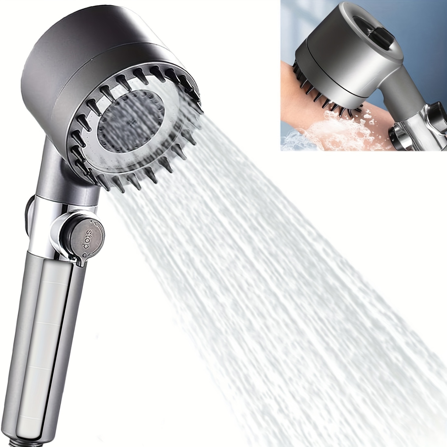 

1pc Filtered Shower Head, Power Wash For Hard Water, High Pressure Water Flow And Multiple Spray Modes Shower Head, Showerhead With On/off Switch For Pets Bath