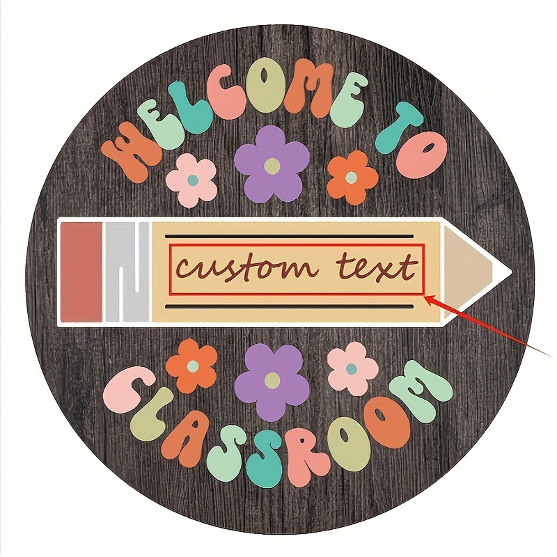 

1pc Personalized Welcome To Classroom Decorative Wooden Sign | Classic Style Wall Hanging Plaque | Custom Text For Teacher Gift, School Themed Multipurpose Home & Festival Decor