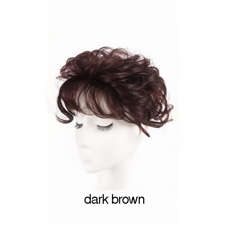 TEMU Topper de cheveux pour femmes, court, bouclé, en cheveux synthétiques, couvre-cheveux à pinces, cache les cheveux clairsemés, augmente le volume