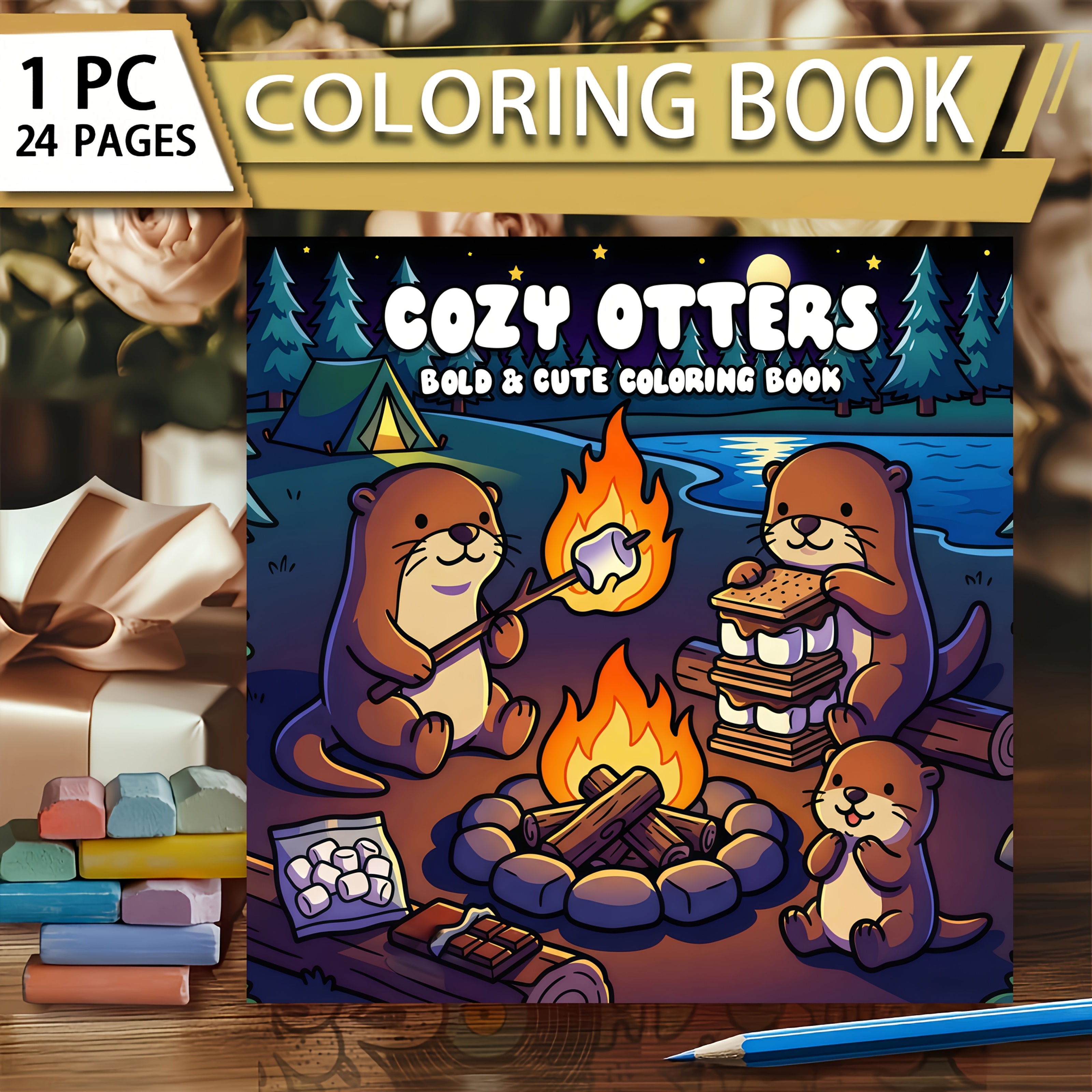 Image of 1 Otter Coloring Book With 24 Pages Of Fun Otter Coloring, Filled With And Fun Scenes, Making Coloring An And Relaxing Way. Perfect For Quiet Time, Classroom Activities, Or Creative Interaction