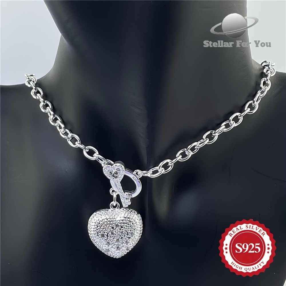 

S925 Sterling Silver Necklace, Handmade In Italy, Heart Pendant Necklace, Women's Jewelry Gift, Suitable For Mother, Girlfriend Souvenir Gift