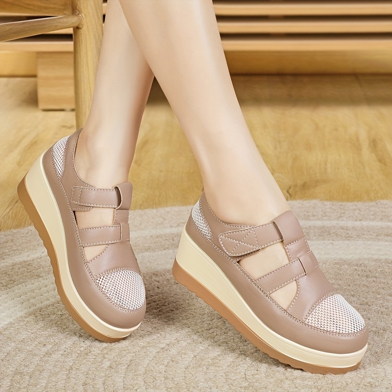 sandalias   transpirables para mujeres zapatos de cu a de   gruesa y correa de tobillo   o   y beige puntera redonda c moda para ropa   22 5cm caqui 8