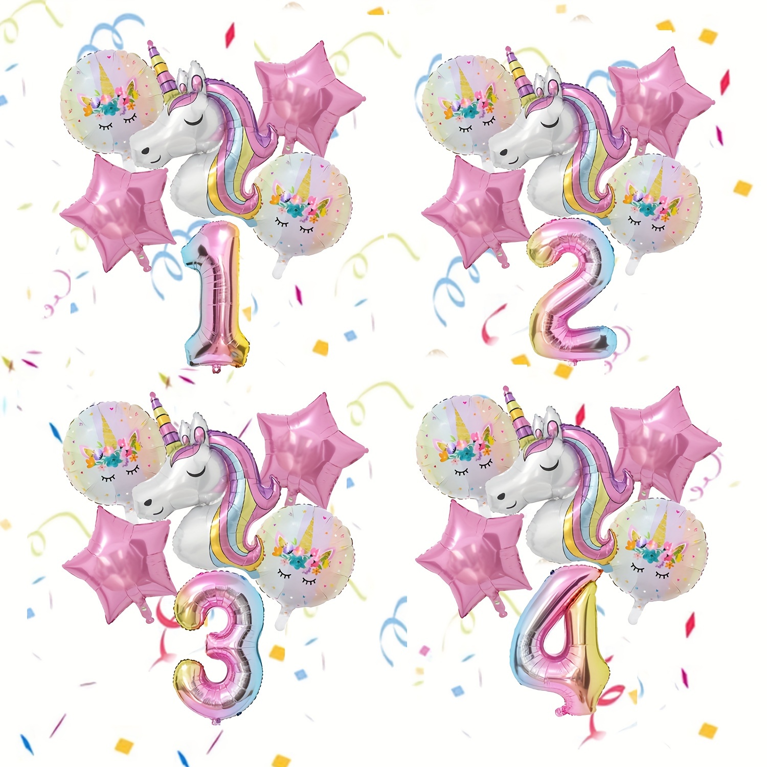 

6pcs Whimsy Unicorn Set, Large 32- 1-9 & For & , Aluminum Film, No Needed