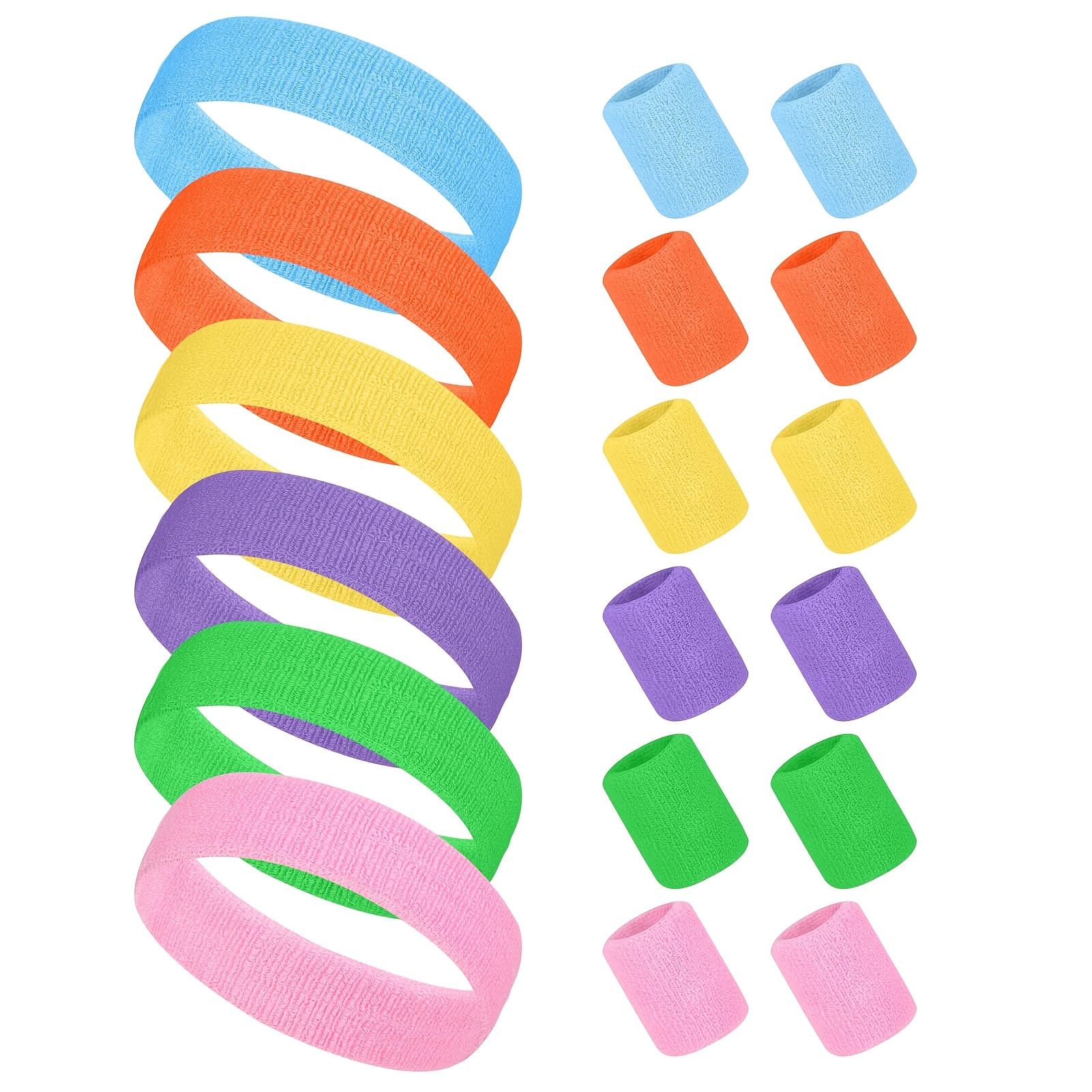 Image of 18pcs Sports Headband Wristband Set, Absorbent Sweatbands For Gym Sports Football Running Cycling