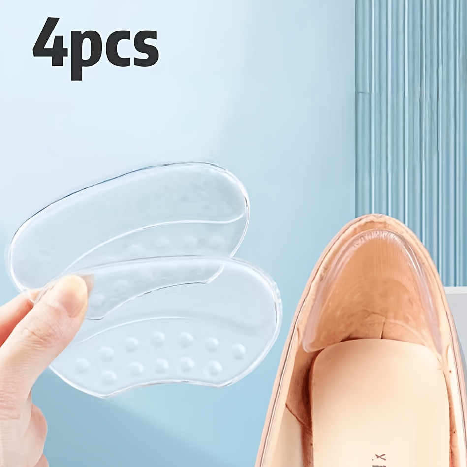 Image of 1 Pair/4pcs Heel Pads - Anti-friction & Anti-slip, With Massage Points, Size Adjustment Tool, Heel Inserts For High Heels, Gel Half-size Insoles