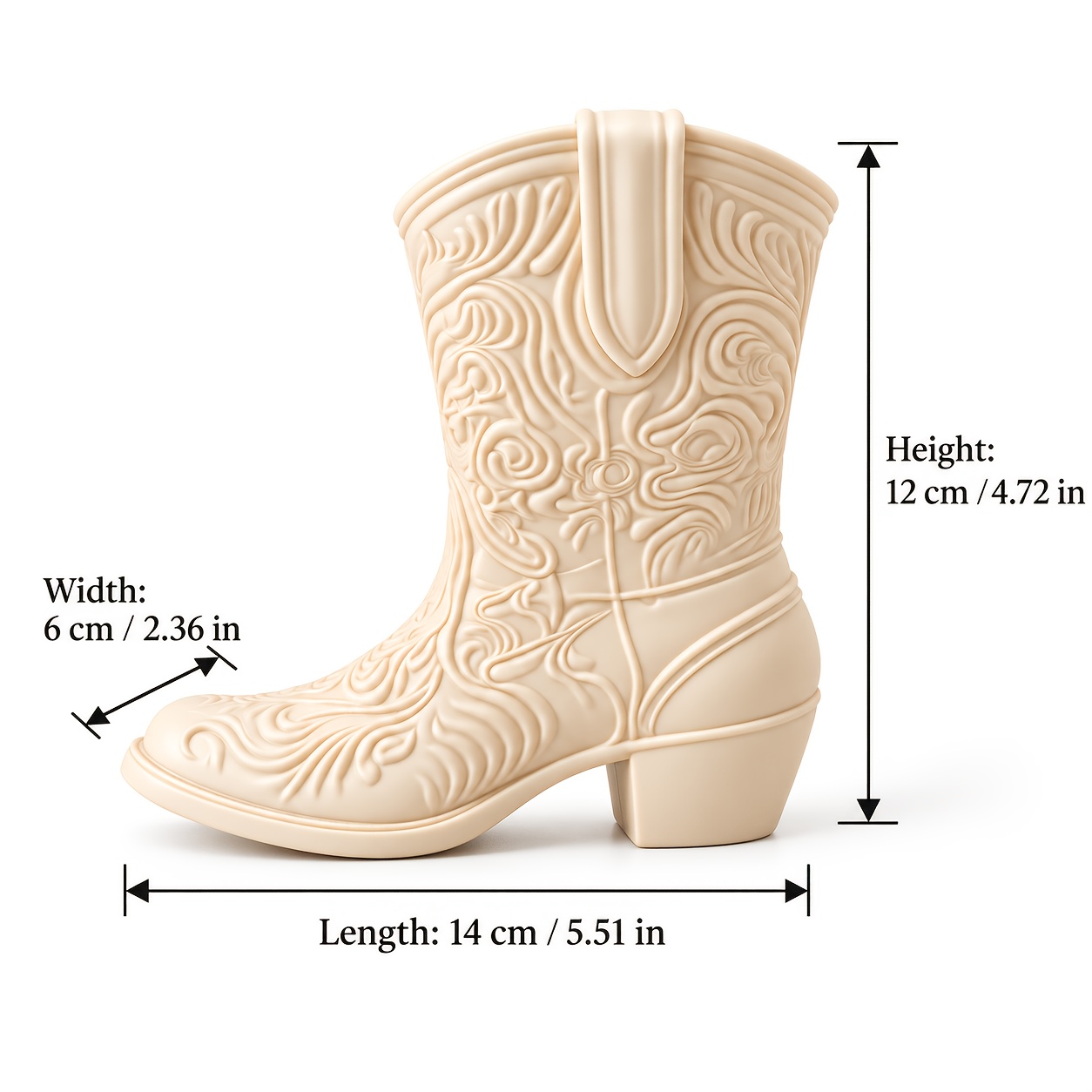 TEMU 3d Printed Western Cowboy Boot Vase, Cowgirl Flower Holder With Embossed Details, Rustic Farmhouse Decor For Living Room Shelf Table Rodeo Gift